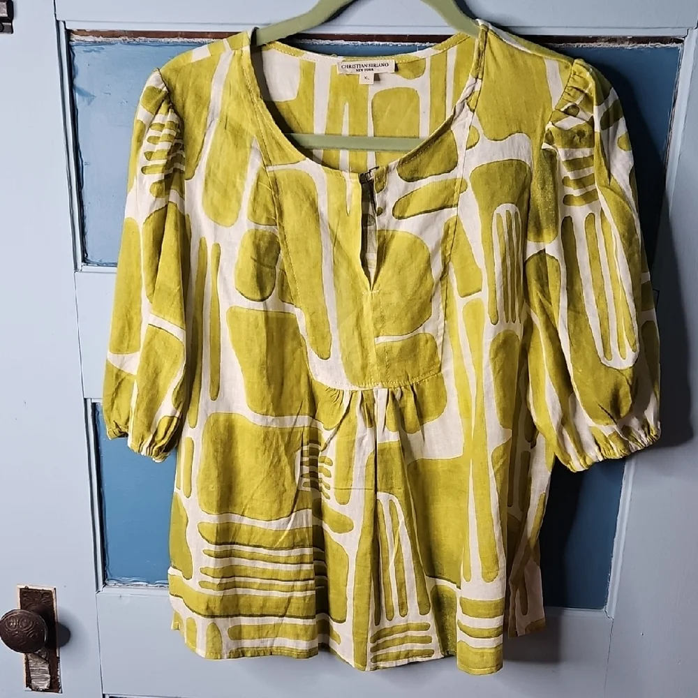 Christian Siriano Women's Green Patterned Blouse XL - Picture 3 of 9